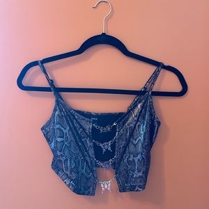 SHEIN butterfly snakeskin crop top